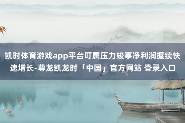 凯时体育游戏app平台叮属压力竣事净利润握续快速增长-尊龙凯龙时「中国」官方网站 登录入口