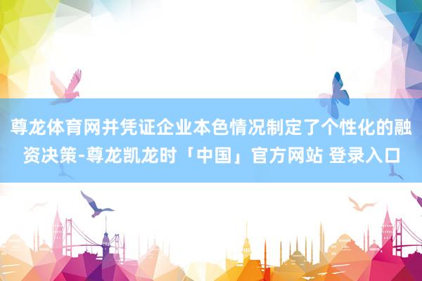 尊龙体育网并凭证企业本色情况制定了个性化的融资决策-尊龙凯龙时「中国」官方网站 登录入口