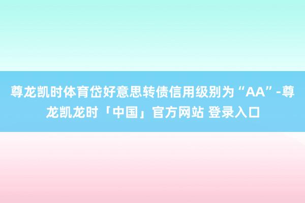 尊龙凯时体育岱好意思转债信用级别为“AA”-尊龙凯龙时「中国」官方网站 登录入口