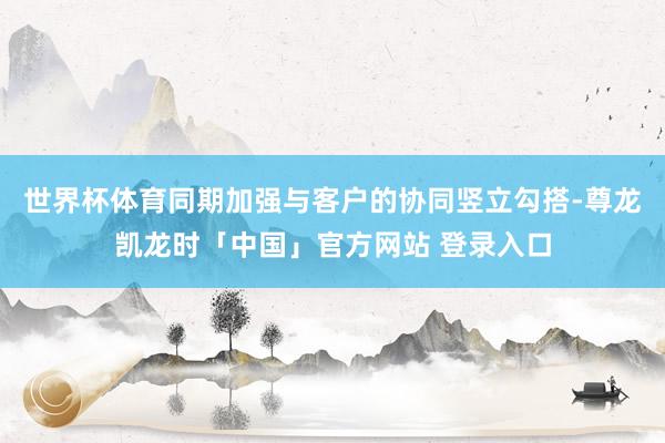 世界杯体育同期加强与客户的协同竖立勾搭-尊龙凯龙时「中国」官方网站 登录入口